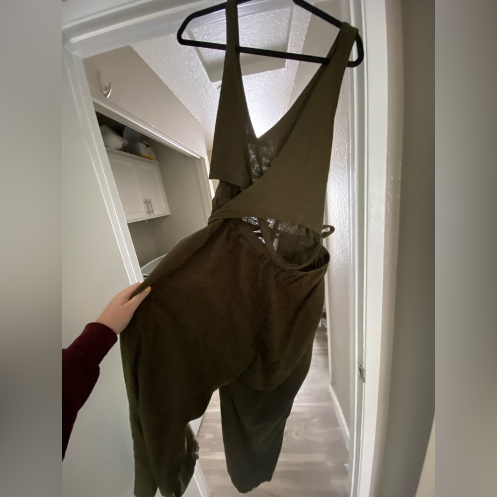 Lucky brand long romper, tie in the back and cross body with a side zip